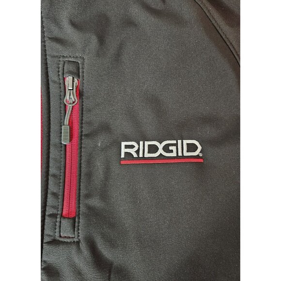 Ridgid Tool Soft-Shell Landway Jacket Fleece Lined Full Zip Black & Red Size L - Picture 4 of 10